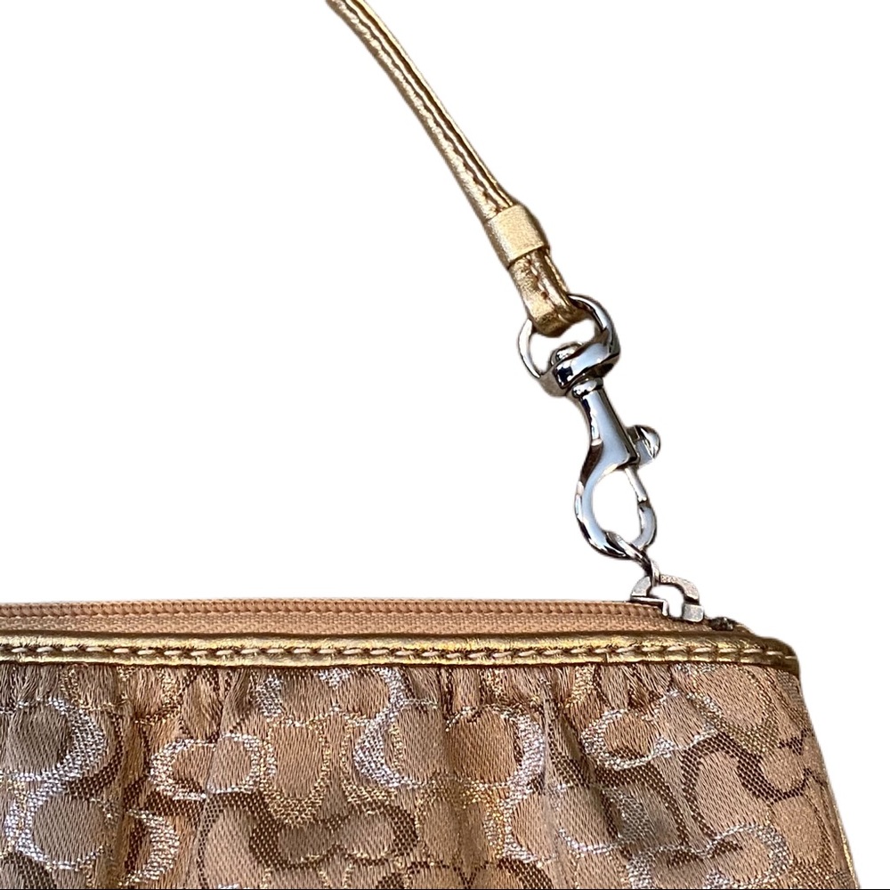 SOLD! Coach Signature Metallic Monogram Wristlet - Picture 2 of 4